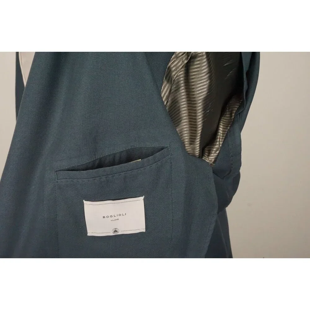 Boglioli K Jacket Teal Lightweight Wool Unstructured Sport Coat Jacket Sz 46 NEW - Picture 8 of 10
